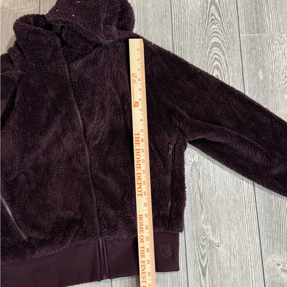 Savvi Amy Sherpa Jacket with Hood, Size Medium, Color Eggplant - Picture 6 of 13